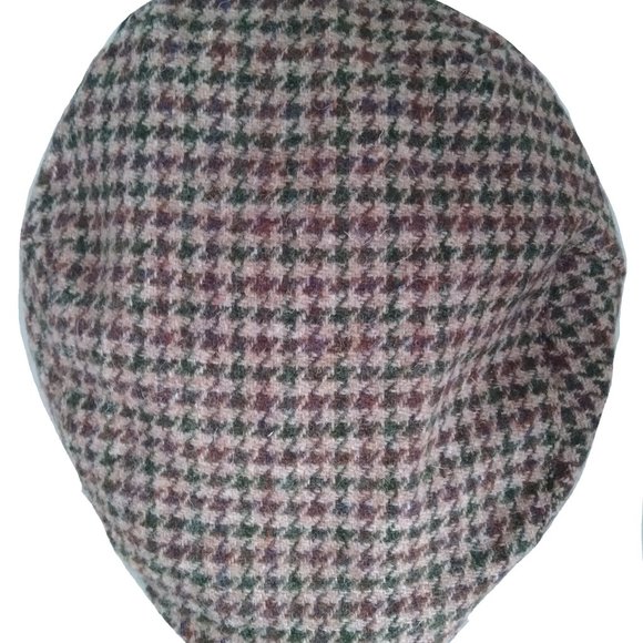 Genuine Scottish Highland Harris Tweed® Cap ZH014 - BEIGE HOUNDSTOOTH -PICK SIZE - Picture 10 of 12